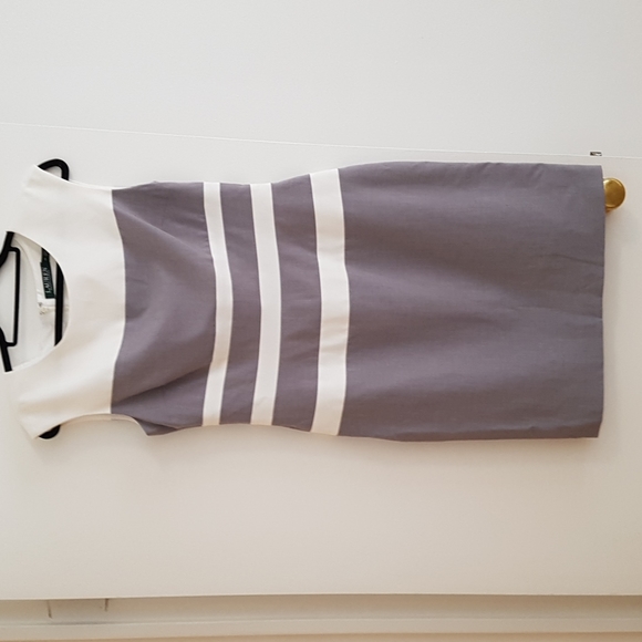 Lauren dress, size 10, white, grey. Mint condition. Not a single flaw! - Picture 1 of 6